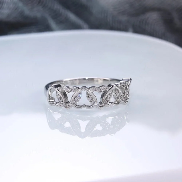 🔥 Lovely Anillos Hollow Many Heart Cross Sweet Zircon Rings for Women, PD085 - Picture 7 of 9